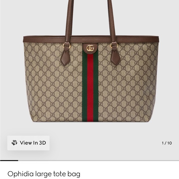 Gucci Ophidia Tote Bag - Brown with Green and Red Stripe - Picture 1 of 2